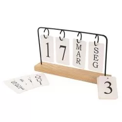 Calendário Permanente Madeira com Alça Metal Personalizado 